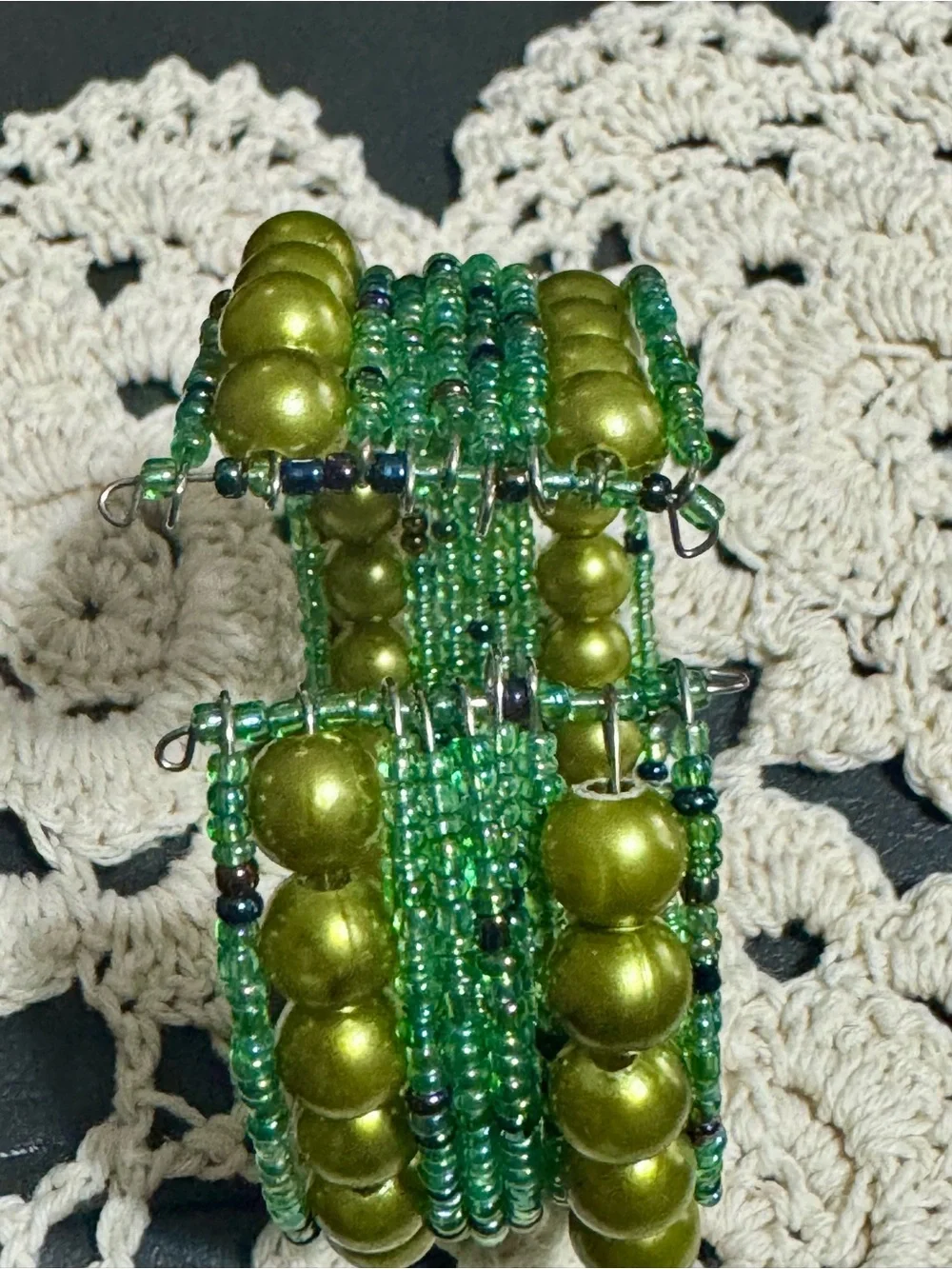Handmade Green Beaded Wrap Bracelet